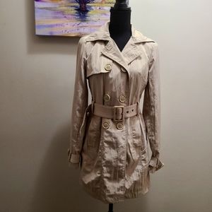 🐆Animal Print Lined Trench Coat, Beige Size Medium